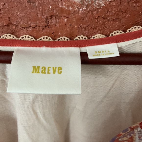 EUC🔹️Maeve Coral Orange Nalina Paisley Poncho Top - Picture 3 of 8